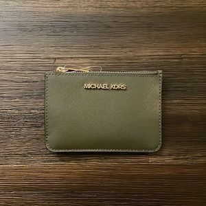 Michael Kors Jet Set Travel Small Saffiano Leather Coin Pouch Olive Green NWT
